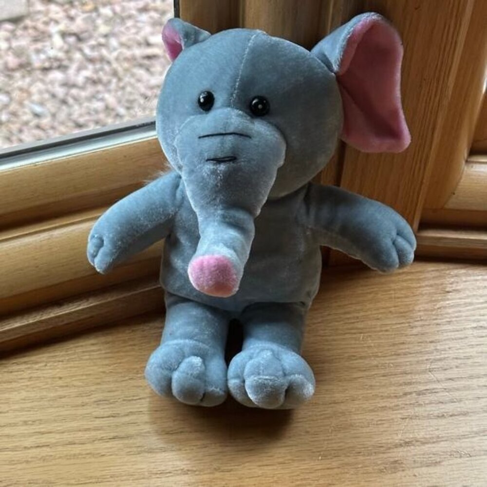 9 inch Peek A Boo Toys Trunk Up Lucky Elephant Plush